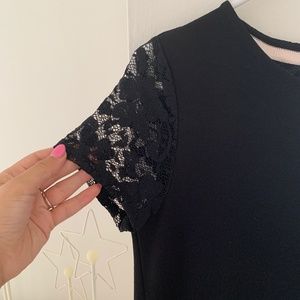 Black Lace sleeve, front & back detail Comfy Dress